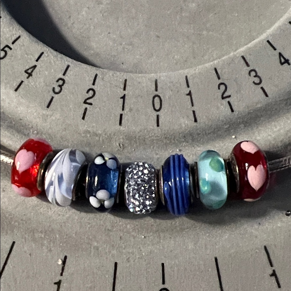 Pandora Multicolor Glass and Pavé Spacer Charms ONLY- Red, Blue, Aqua, Silver